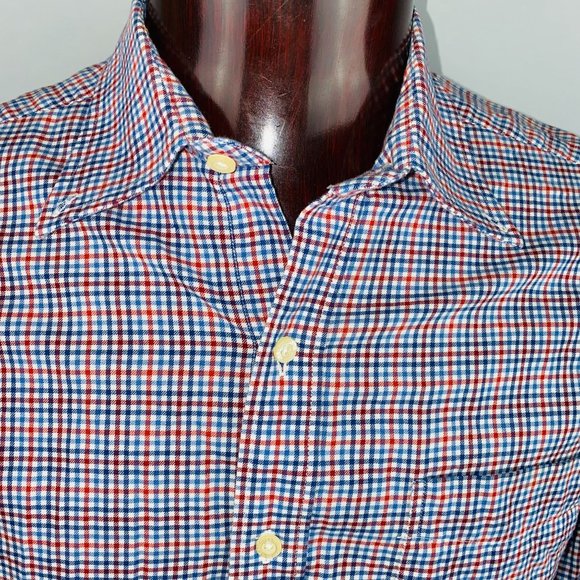 Lyle & Scott Scotland Dress Shirt Red Blue Plaid Striped - Picture 6 of 12